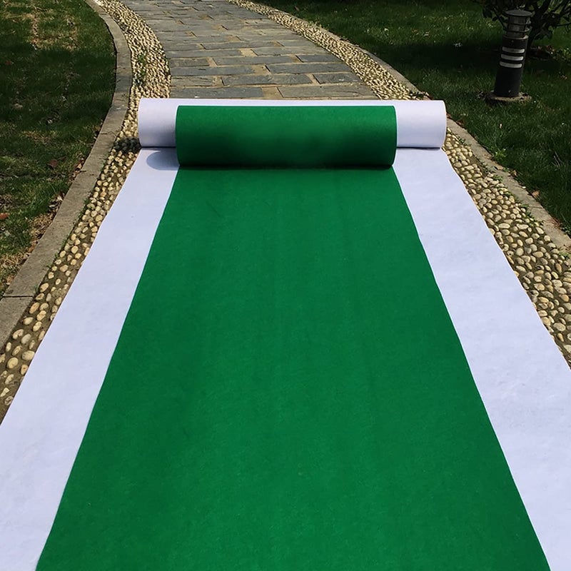 HUAHOO Aisle Runners Wedding Accessories Grass Green Aisle Runner Carpet Rugs for Step and Repeat Display, Ceremony Parties and Events Indoor or Outdoor Decoration 36 Inch Wide x 30 feet Long - Image 1